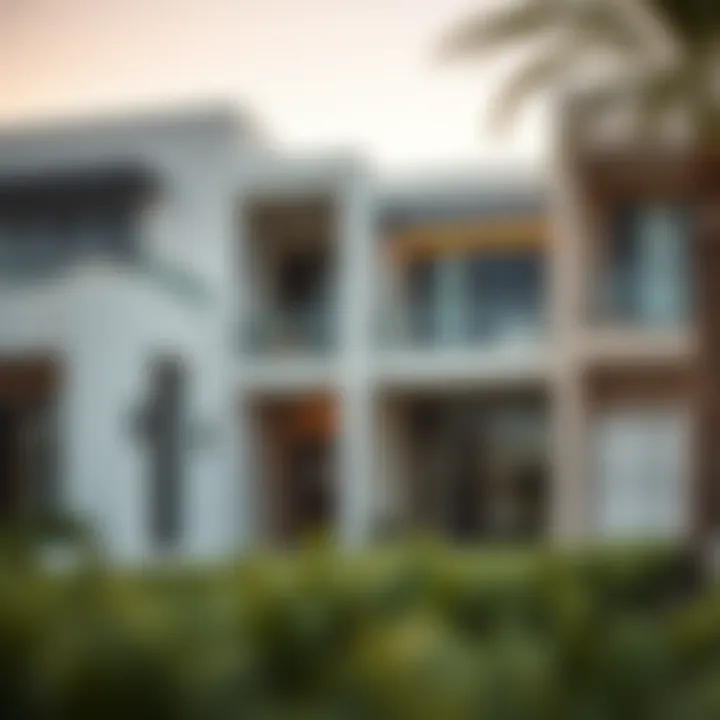 Modern architectural design of a gated property
