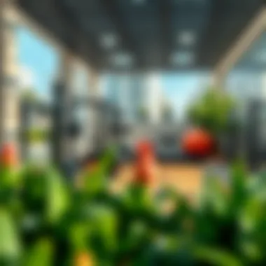 Vibrant Outdoor Fitness Space An outdoor fitness area with vibrant surroundings