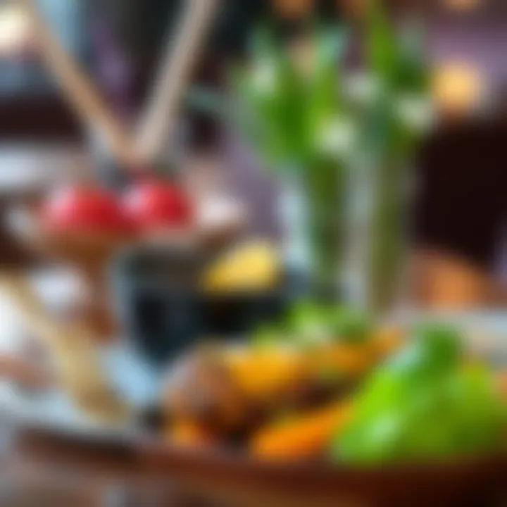 A close-up of an artfully presented healthy dish