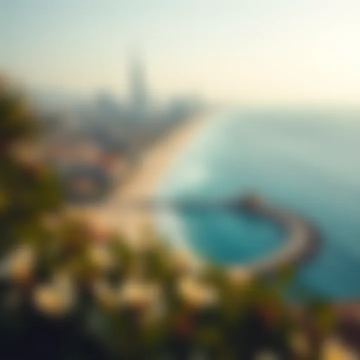 A panoramic view of Jumairah beach showcasing its clear waters and skyline