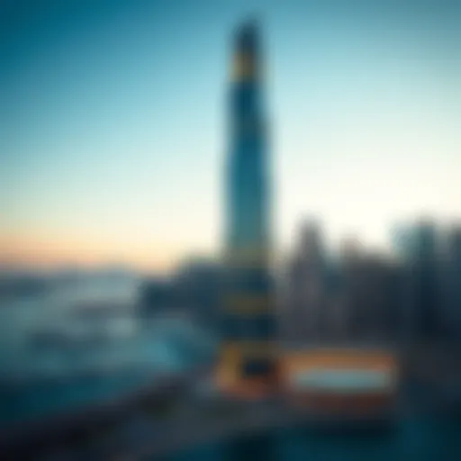 Stunning view of Marina Crown Tower against Dubai skyline