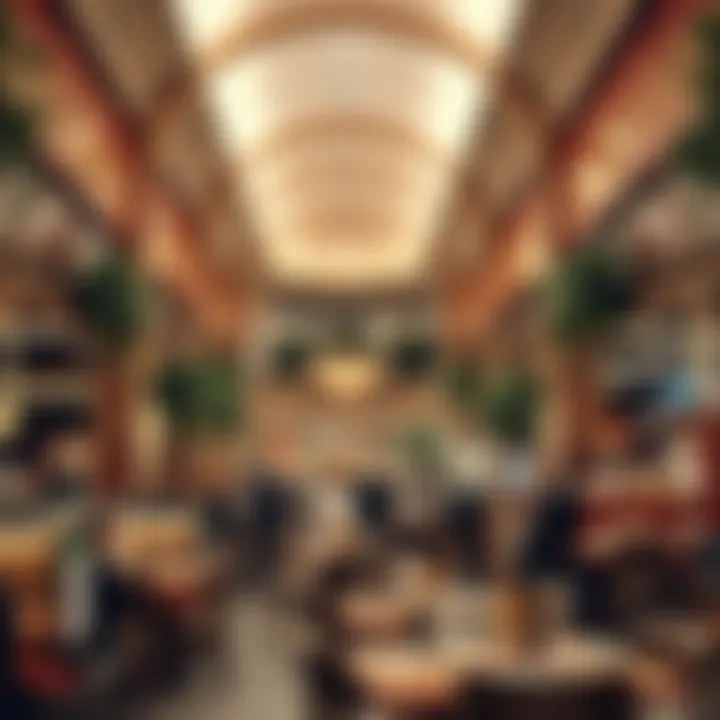 A cozy food court filled with various dining choices