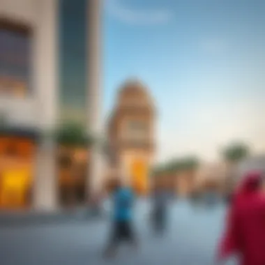 Community interaction around Al Sabkha Building reflecting local culture