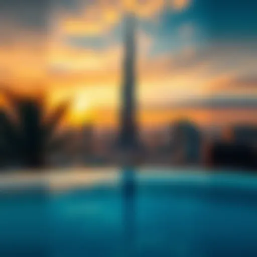 Stunning view of the Burj Khalifa at sunset