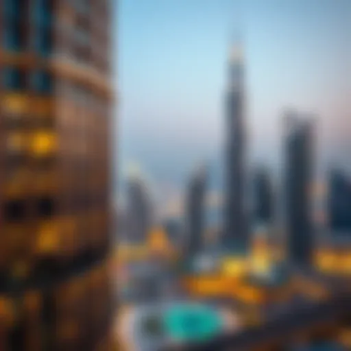 Stunning view of the Burlington Tower against the Dubai skyline