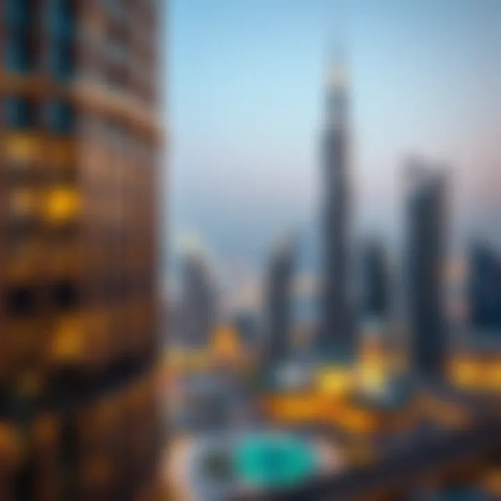 Stunning view of the Burlington Tower against the Dubai skyline