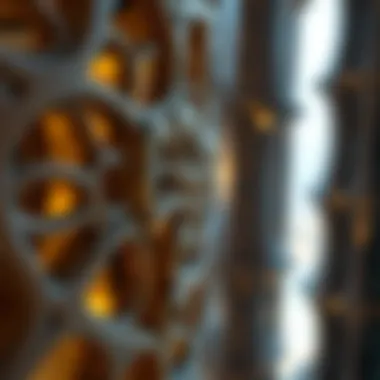 Close-Up of Design Elements Intricate details of the tower's design captured in close-up