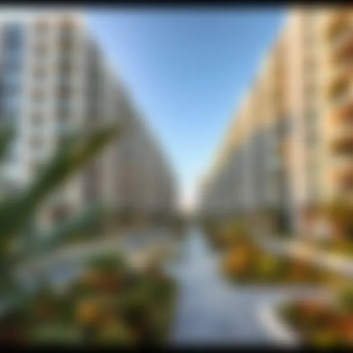 Modern apartment buildings with green spaces in Dubai