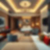 Luxurious hotel suite featuring modern amenities