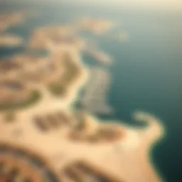 Aerial view of the Palm Islands showcasing their unique design