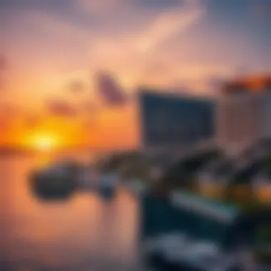 Sunset Over Luxurious Resorts Stunning sunset over the luxurious resorts on the Palm