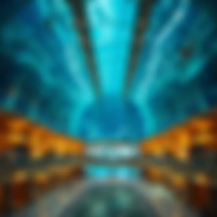 Architectural marvel of the oceanarium with its intricate design and glass structures