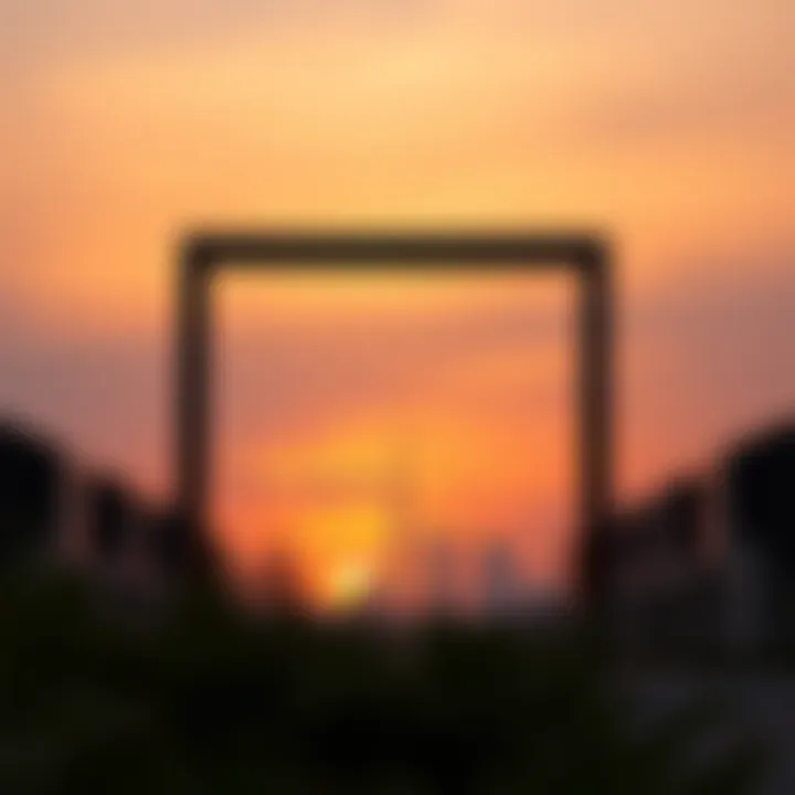 The stunning silhouette of the Dubai Frame at sunset