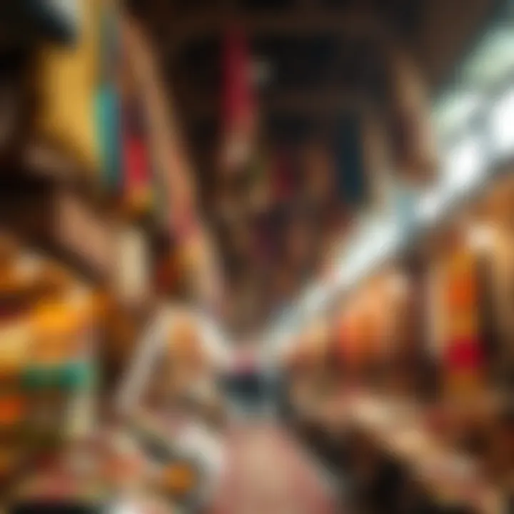 Inside the vibrant textile market depicting rich fabrics and colors