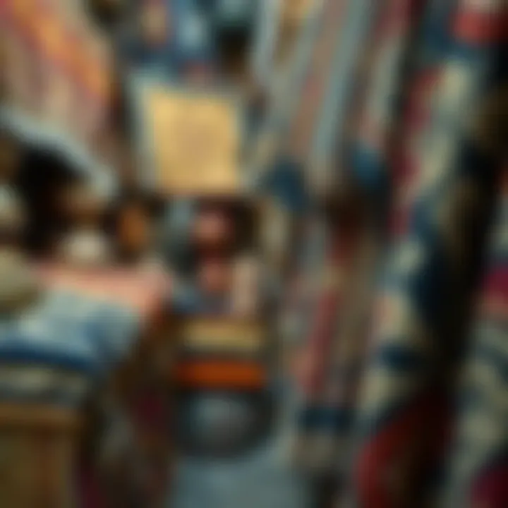 Intricately designed textiles and fabrics available at a souk