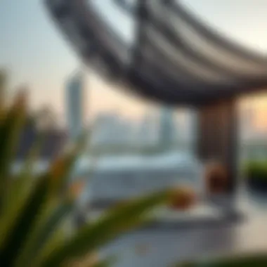 Outdoor Oasis of Relaxation Elegant outdoor massage space with city backdrop
