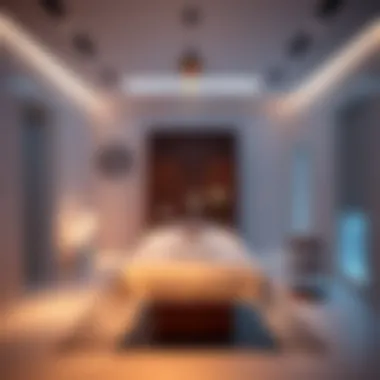 Tranquil massage treatment room with soft lighting