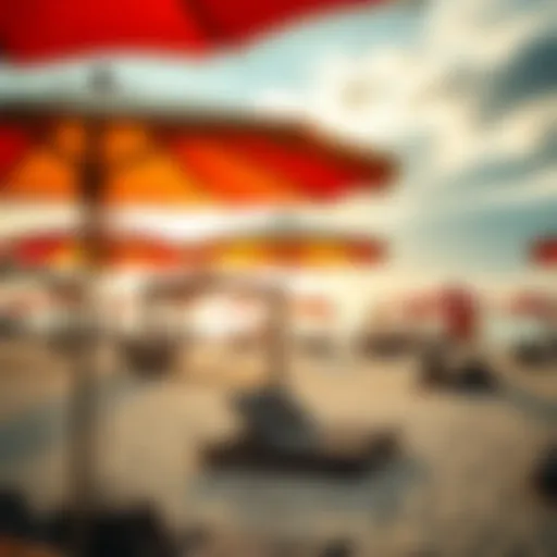 Scenic view of Umbrella Beach showcasing the vibrant atmosphere and unique umbrellas