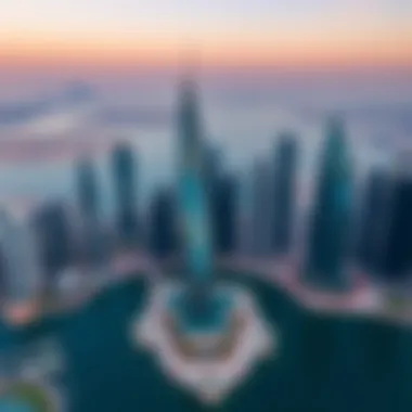 Aerial view of Business Bay featuring Volante Tower and its surroundings