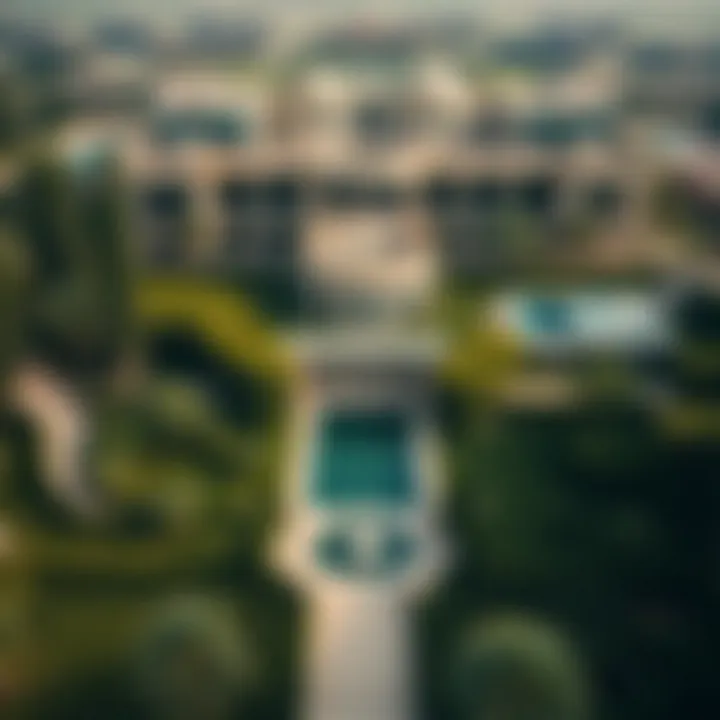 Aerial view of the Fayed estate showcasing its sprawling gardens and architectural splendor