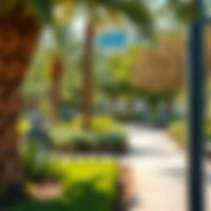 Recreational park in Khalidiya with lush greenery and walking paths