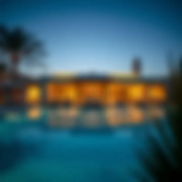 Luxurious poolside view of a Dubai villa
