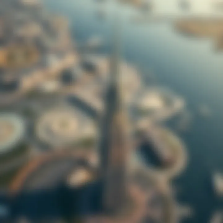 Aerial view of the surrounding area showcasing Meydan One Tower's strategic location