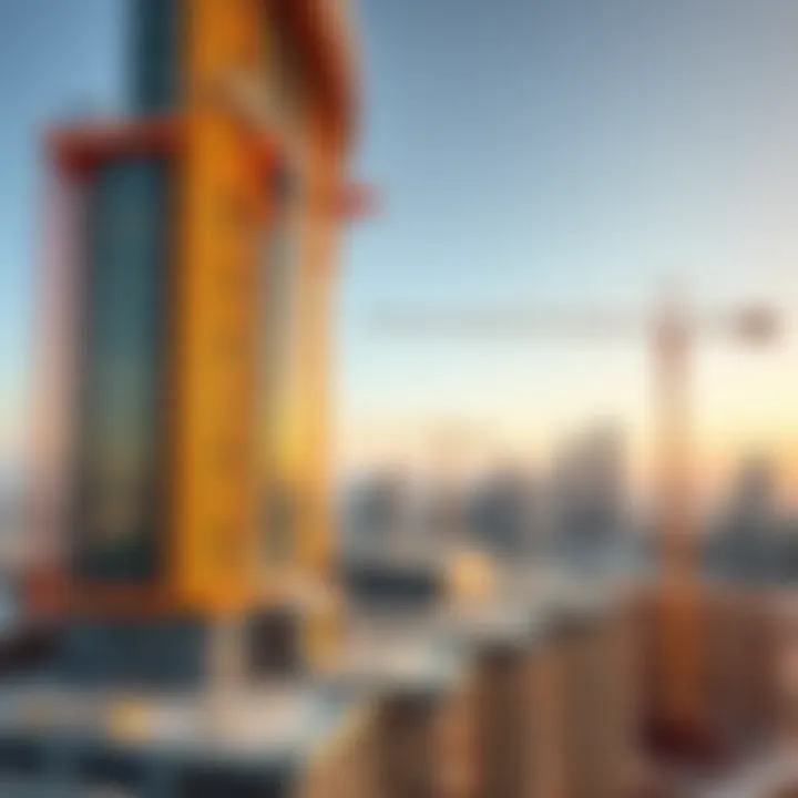 Construction progress of Meydan One Tower, illustrating its innovative building techniques