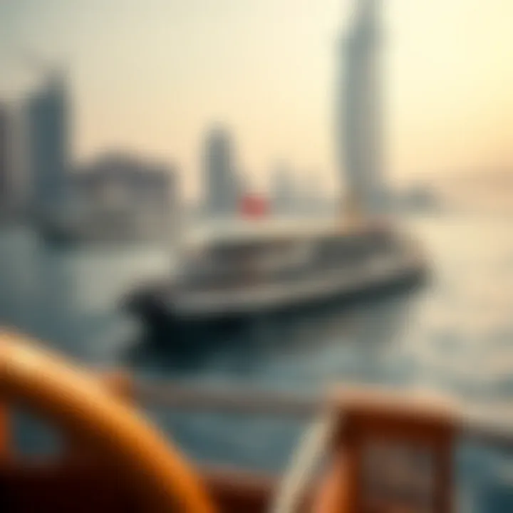 Scenic view of a ferry navigating Dubai's waterways