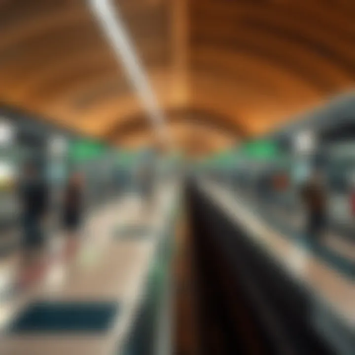 An overview of a bustling metro station showcasing urban design elements