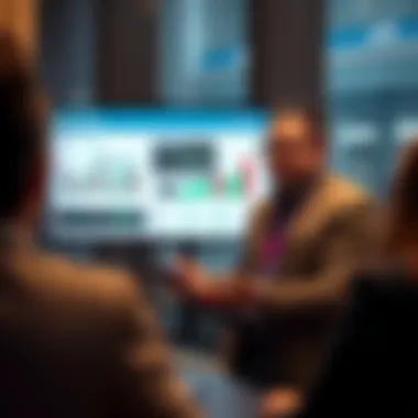 Real estate broker presenting market trends to clients