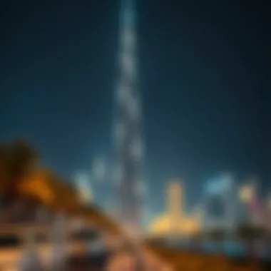 Burj Khalifa Illuminated at Night Nighttime illumination of Burj Khalifa