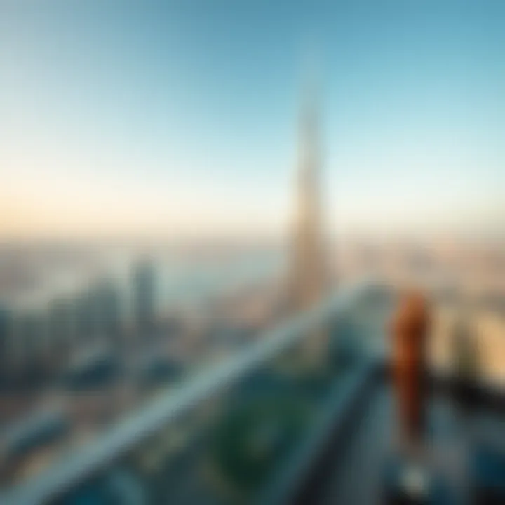 Panoramic view from the terrace of Palm View Tower overlooking Dubai skyline