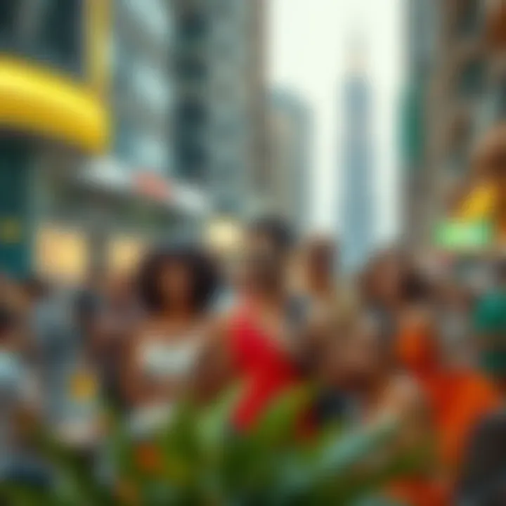 Diverse group of expatriates enjoying city life