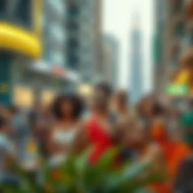Vibrant Expatriate Lifestyle in Dubai Diverse group of expatriates enjoying city life