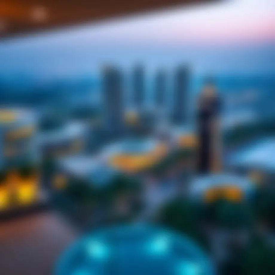 A panoramic view of Redwood Khalifa City showcasing its modern architecture and greenery