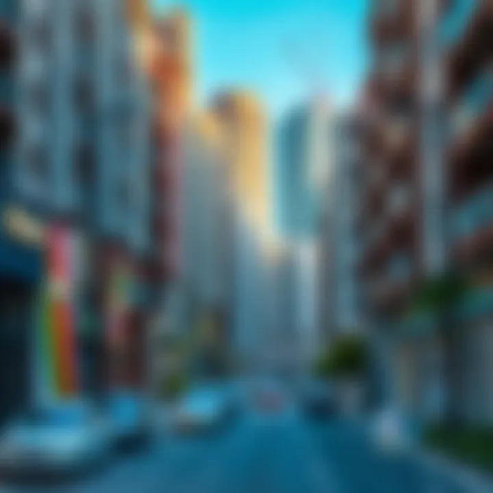 Vibrant neighborhood with rental apartments
