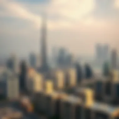 Dubai Skyline Featuring Rental Properties Overview of Dubai skyline with rental apartments
