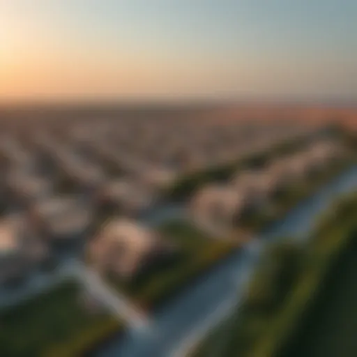 Aerial view of Rukan community showcasing its layout and greenery