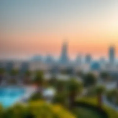 Breathtaking View of Dubai Skyline from Safiya Park Scenic view of Dubai skyline from the park