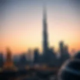 The iconic Burj Khalifa towering over the Dubai skyline