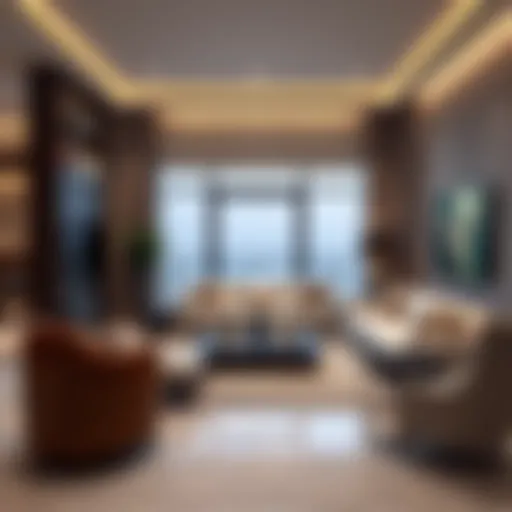 Luxurious living room showcasing modern furniture with traditional accents