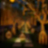 Illuminated pathways within the light garden