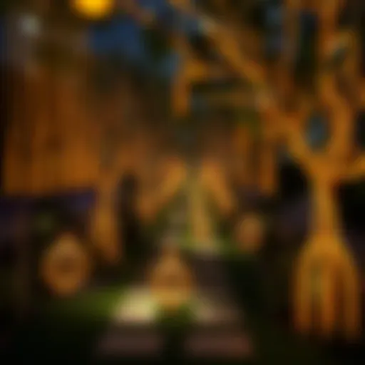 Illuminated pathways within the light garden