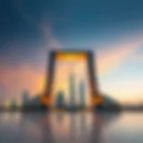 The stunning architectural view of the Dubai Frame against the skyline