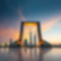 The stunning architectural view of the Dubai Frame against the skyline