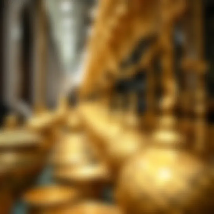 Close-up of traditional Emirati gold artifacts reflecting cultural heritage