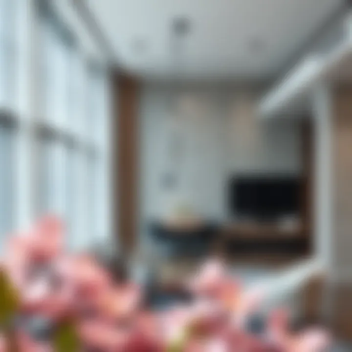 Modern interior design features within the Torch Tower.