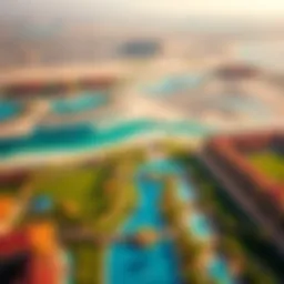 Aerial view of the sprawling garden landscape