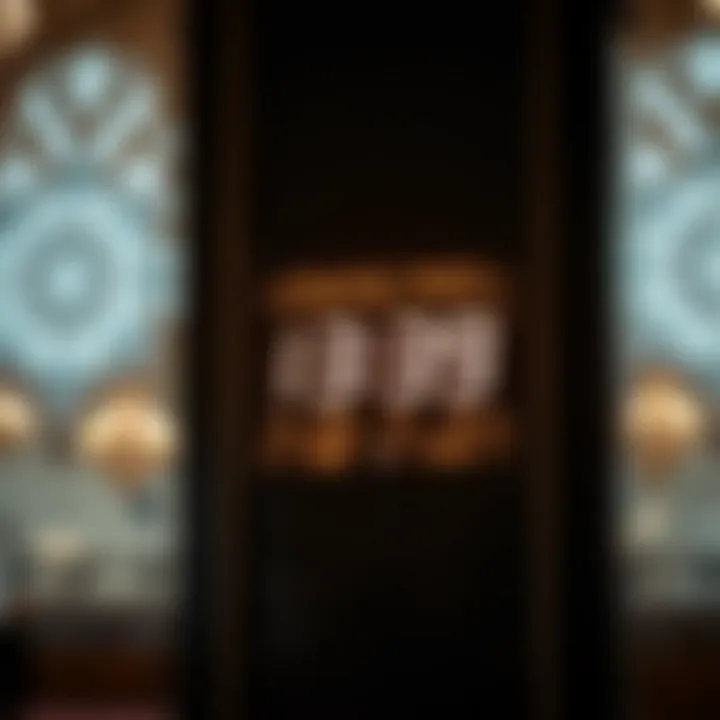An elegant digital clock displaying prayer times in an Islamic center